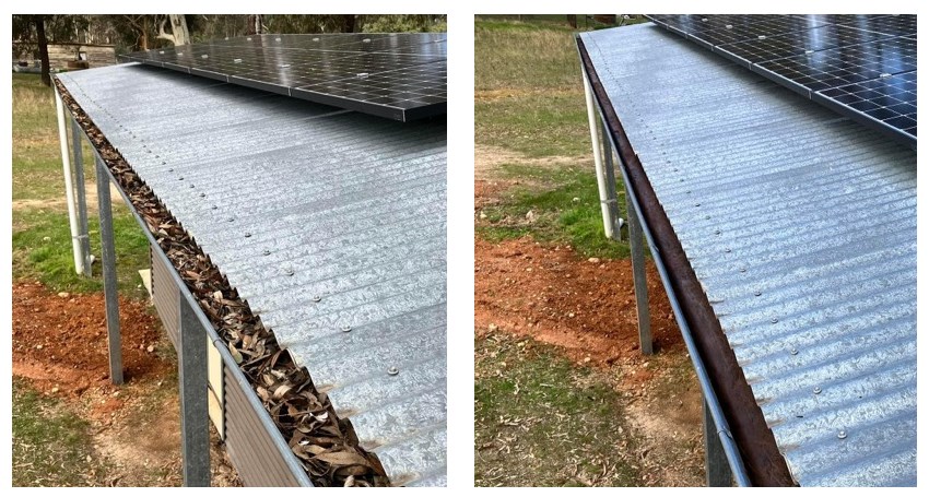 Before and After gutter clean