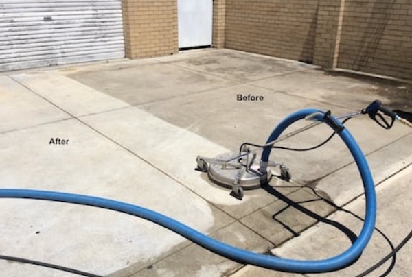 Before and after pavement pressure clean